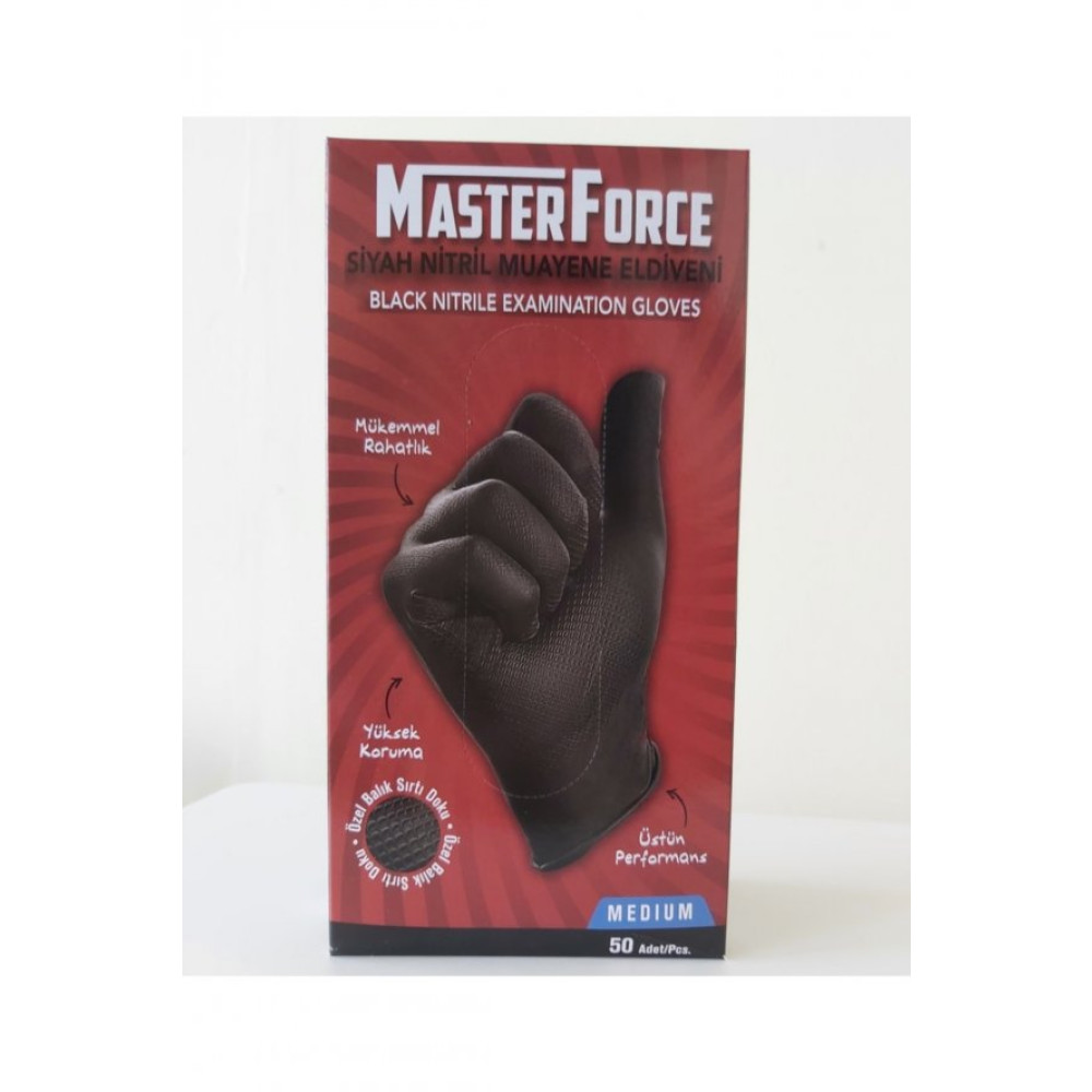 Master Force Siyah Nitril Eldiven Medium ( M) Orta Boy İş Eldiveni Fiyatı