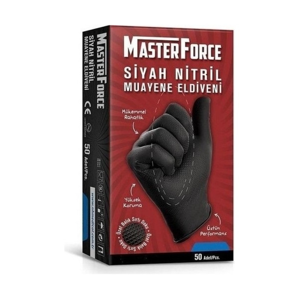 Master Force Siyah Pudrasız Nitril (Medium) Eldiven 20 x 50'li - M Temizlik Malzemeleri Fiyatı