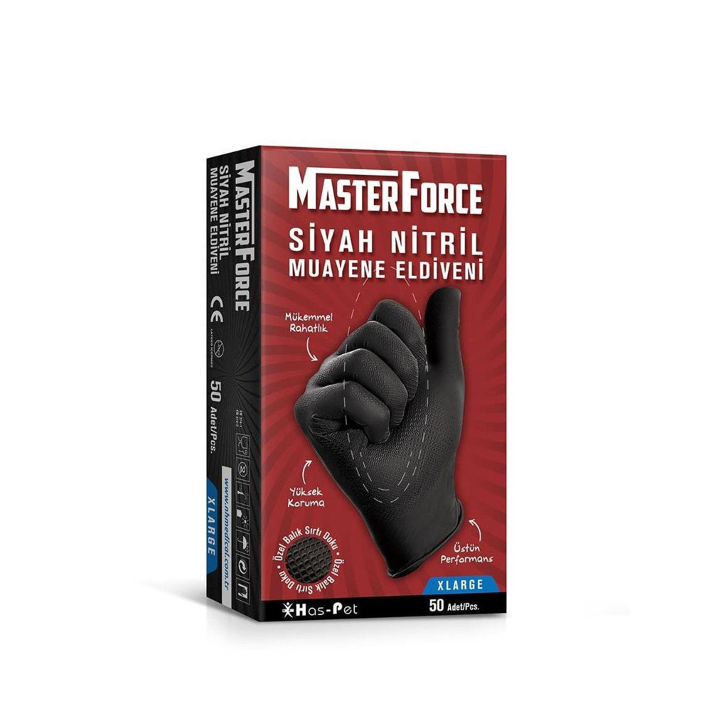 Master Force Siyah XL Beden Nitril Muayene Eldiveni (204.02.FR04) Oto, Bahçe, Yapı Market Fiyatı