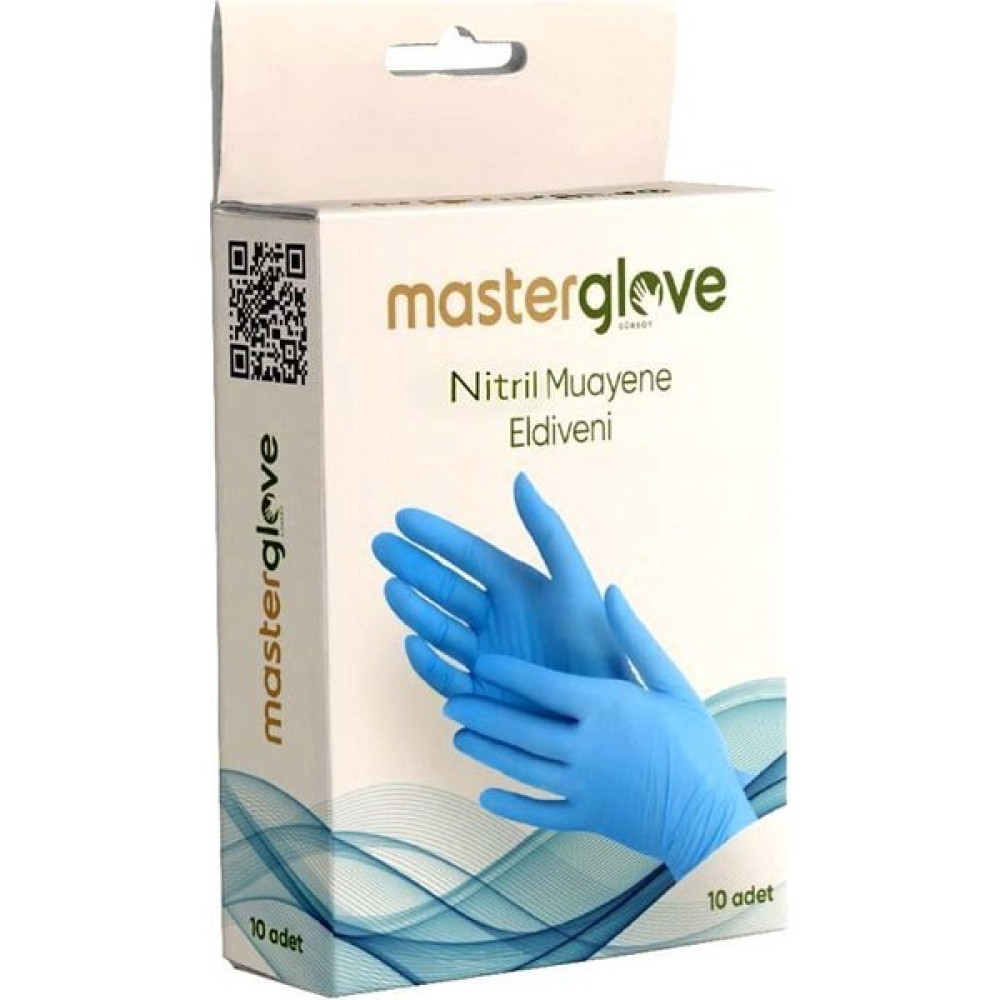 Master Glove Mavi Nitril Pudrasız Muayene Eldiveni 10 lu Paket 1 Paket - Renkli Temizlik Malzemeleri Fiyatı