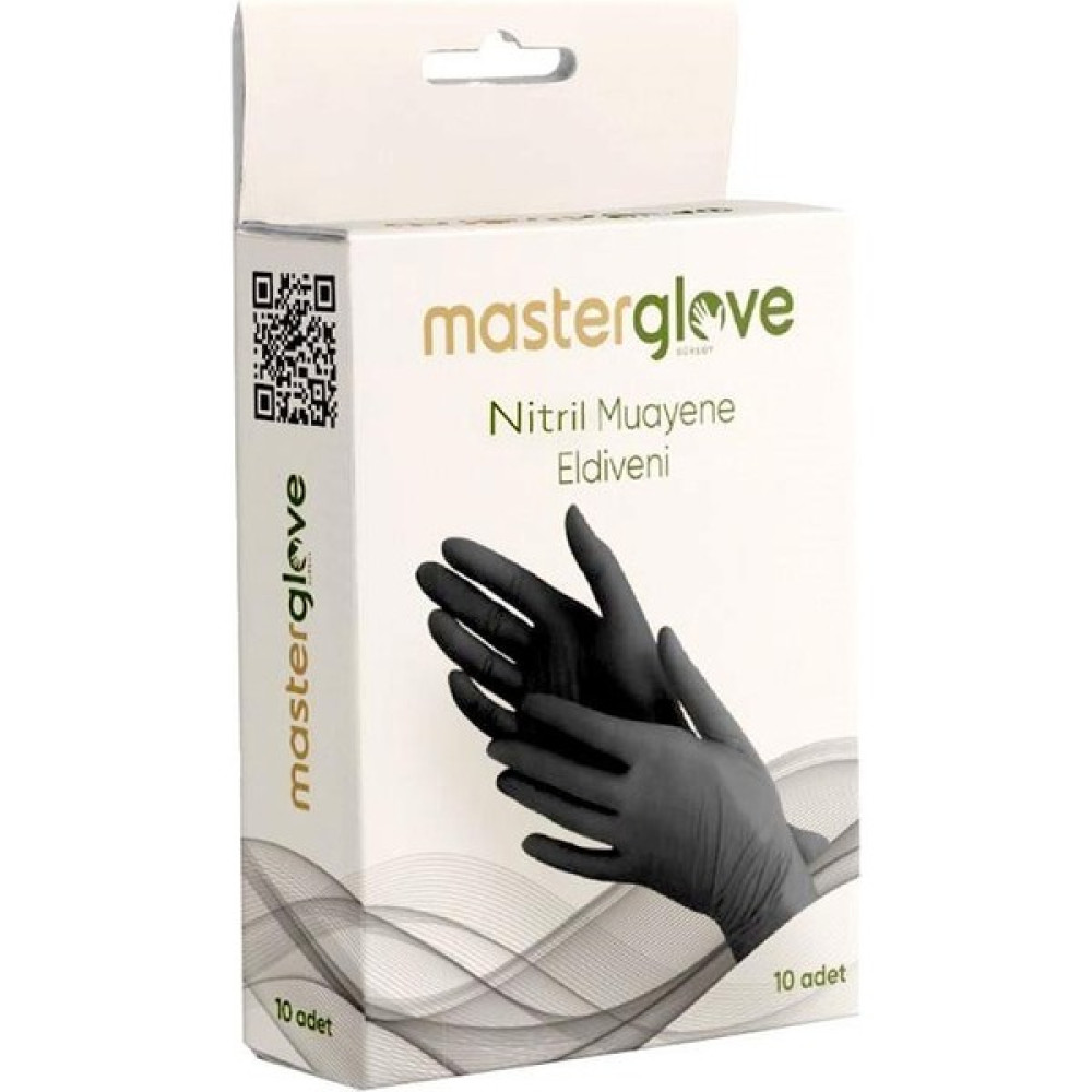 Master Glove Siyah Nitril Pudrasız Muayene Eldiveni 10 lu Paket 1 Paket - Renkli Temizlik Malzemeleri Fiyatı