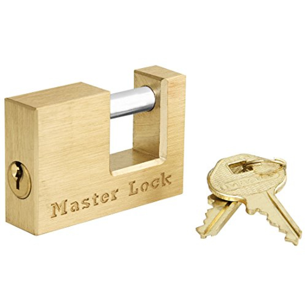 Master Lock 605DAT Shackle 15/16" Length x 7/16" Inner Width, 2" Body Width, Solid Brass Coupler Lock, Gold, 1 Count