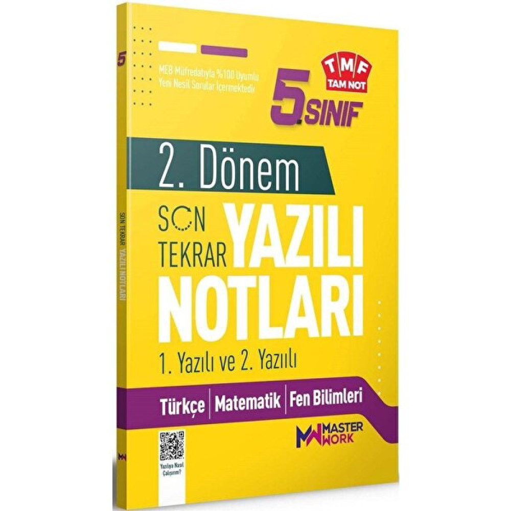 Master Work 5. Sınıf 2. Dönem 1. ve 2. Yazılı Notları Son Tekrar Kaynak Kitapları Fiyatı