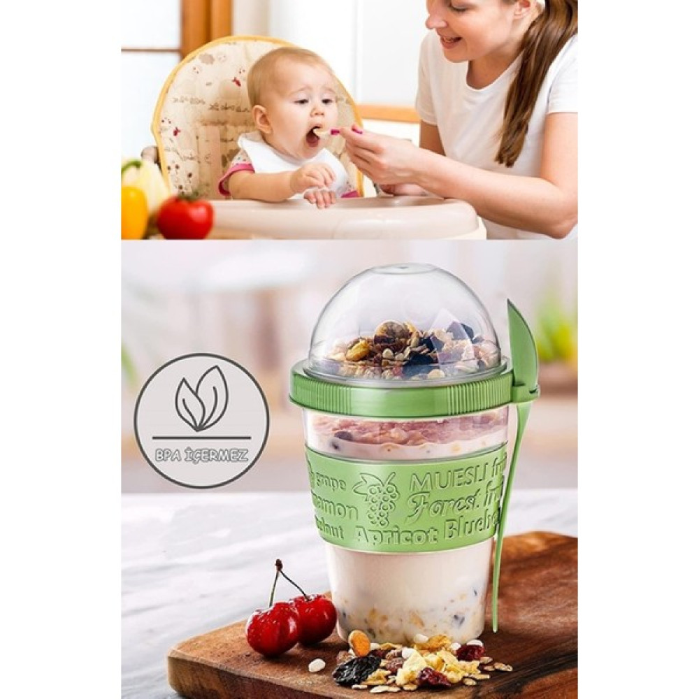 MasterCar Dökülmeyi Önleyen 600ML Mama Kabı Atıştırma Bardağı Yeşil - Çocuk Beslenme Kabı Saklama Kapları Fiyatı