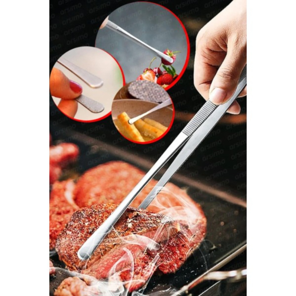 MasterCar Paslanmaz Çelik Et Pişirme Cımbızı Pişirme Maşası Profesyonel Masterchef Barbekü Cımbız 30 cm Yemek & Mutfak Masası Fiyatı