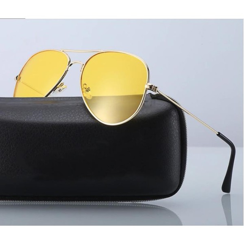 MasterCar Unisex Rayban Model Güneş ve Gece Gözlüğü Özel Fermuarlı Gözlük Kutusu Hediyeli - Sarı Unisex Güneş Gözlükleri Fiyatı