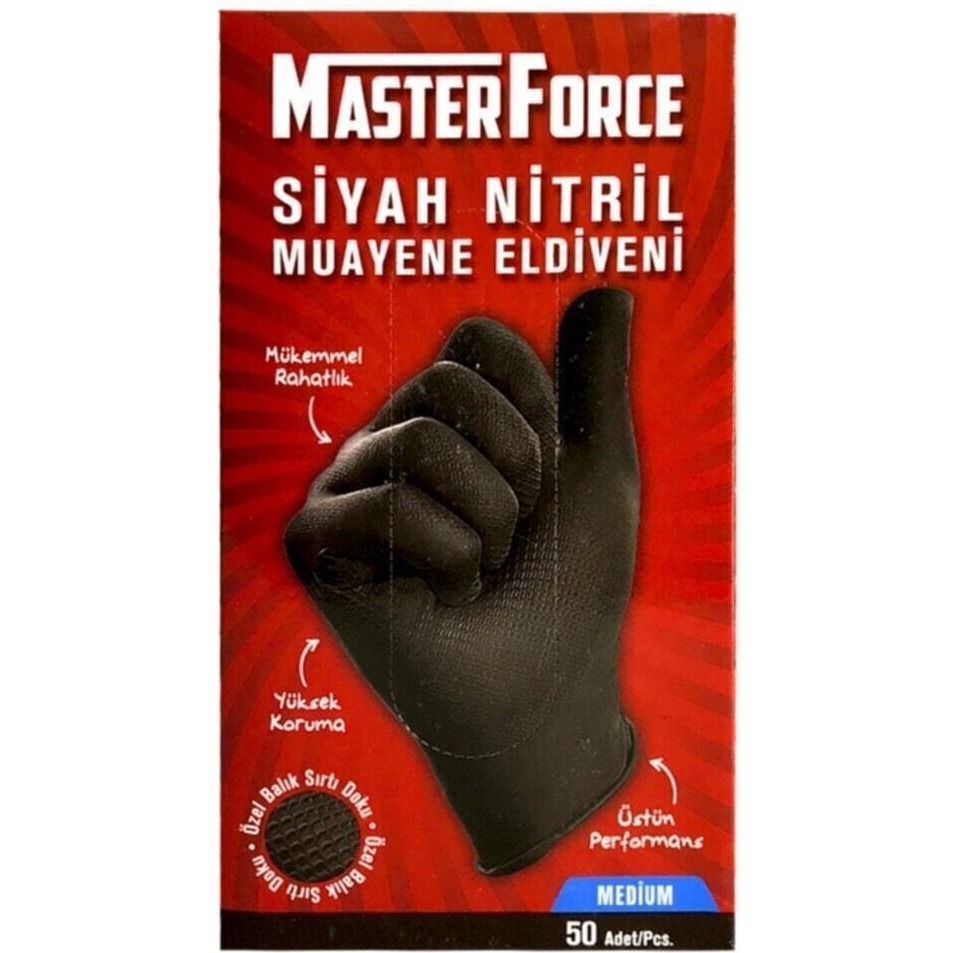 Masterforce Master Force Balık Sırtı Nitril Eldiven (XL Beden) 50'li Siyah Eldiven (Outdoor) Fiyatı