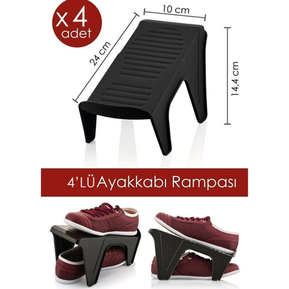 MasterHome 4lü Tekli Ayakkabı Rampası Ayakkabı Dolap Düzenleyi - Siyah Ayakkabı Saklama Kutusu Fiyatı