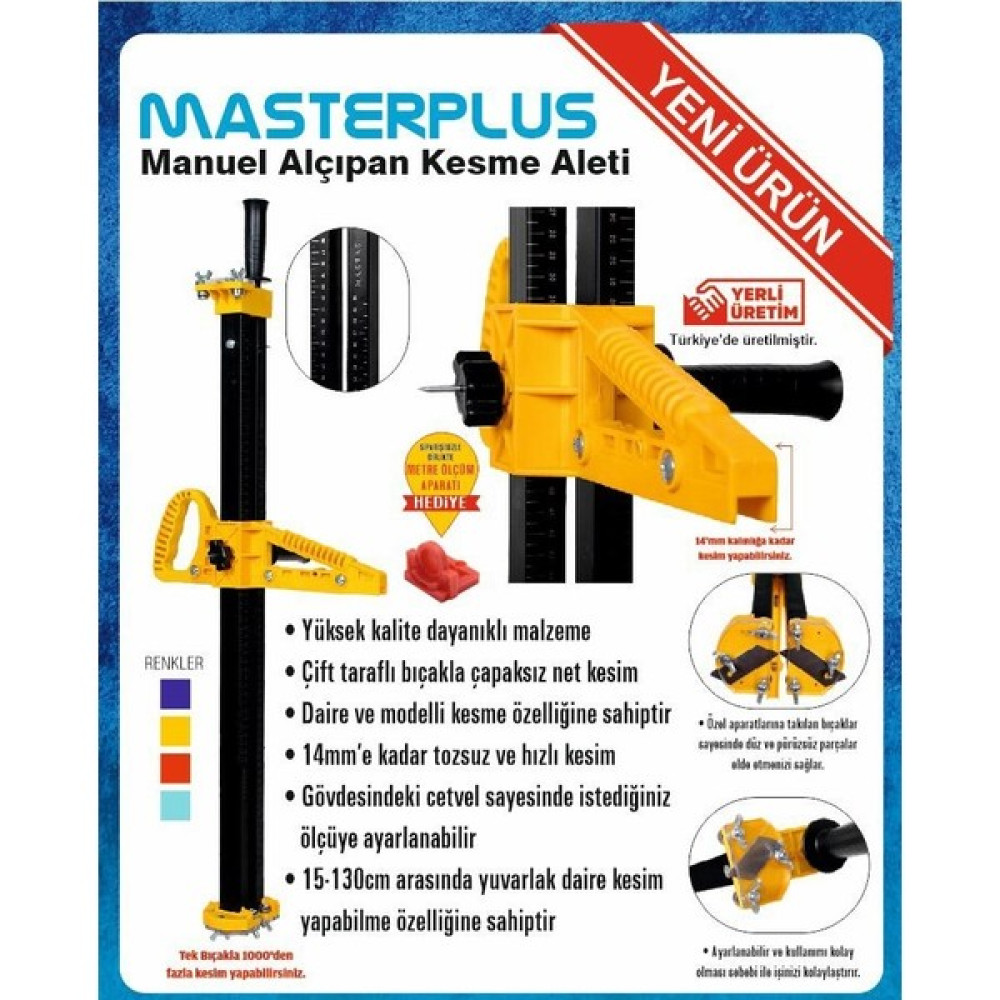 Masterplus Manuel Alçıpan Kesme Aleti Düz ve Yuvarlak Kesim Yerli Üretim Oto Boyaları Fiyatı