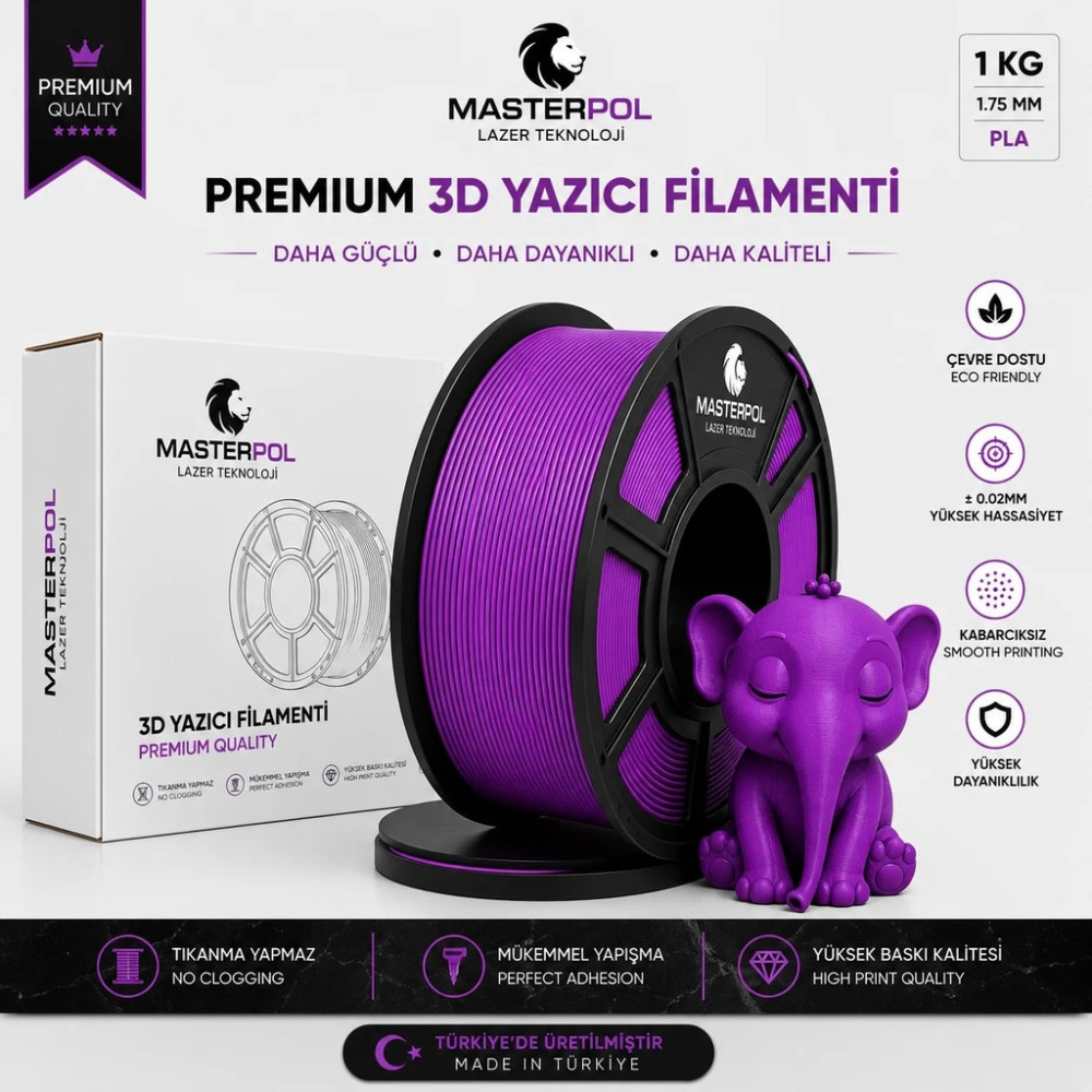 Masterpol Mor Premium Pla Filament 1 kg 1.75 mm 3D Yazıcılar Için ( Flement Fılement Flament ) Filament Fiyatı