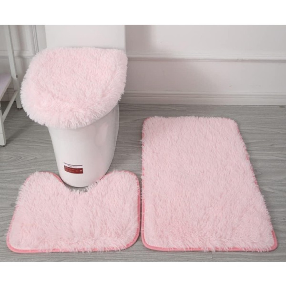 Masterr Pvc Flanel Destekli 3 Yumuşak, Kaymaz Mikrofiber Banyo Paspası Seti, Banyo Paspası + Wc Kontur Paspası + Klozet Kapağı, Düz Açık Pembe (Yurt Dışından) Oto Boyaları Fiyatı
