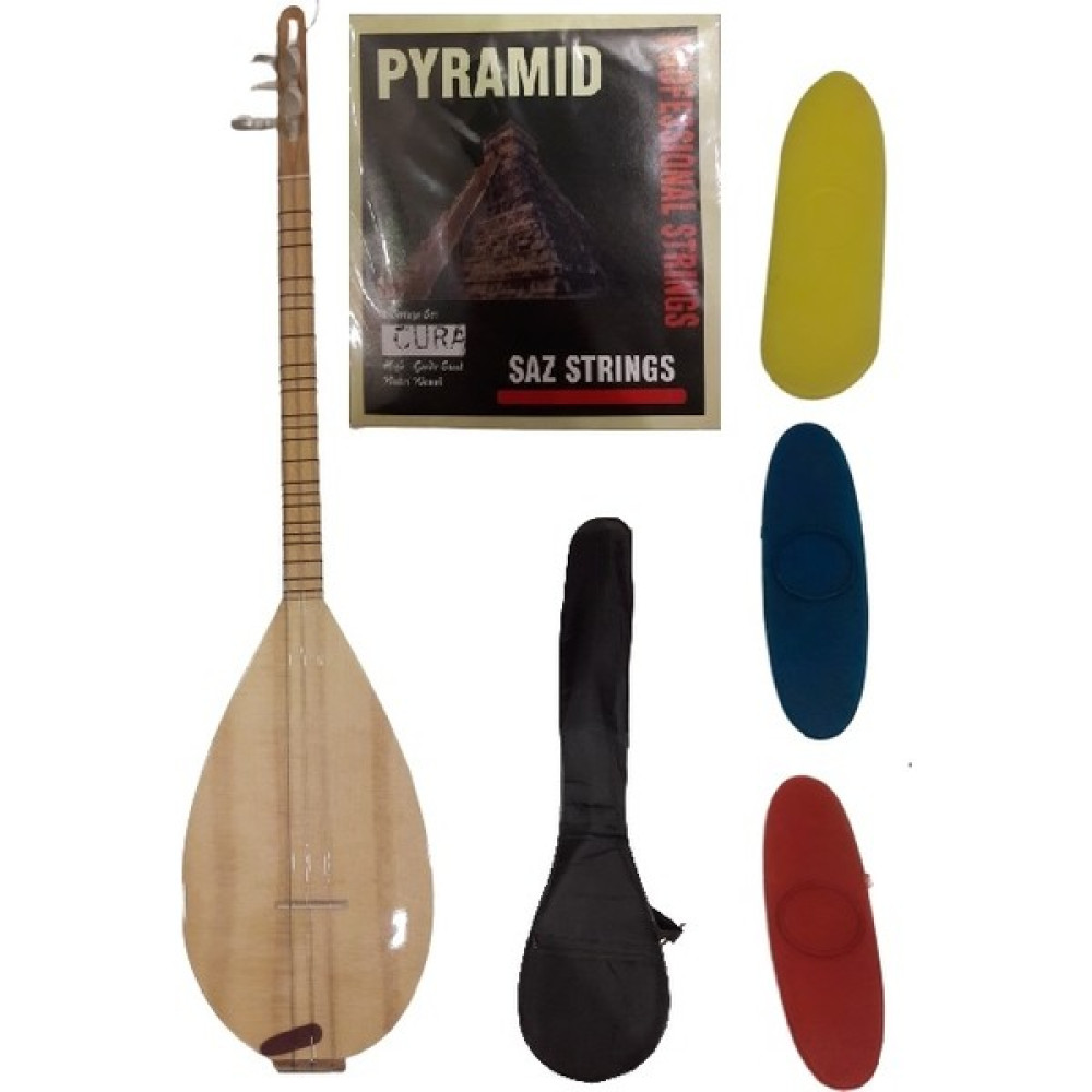 Masterwork Cüra Saz 6 Tel Maun Parlak Kılıf + Tel + Tezene 84 cm - Kahverengi Bağlamalar Fiyatı