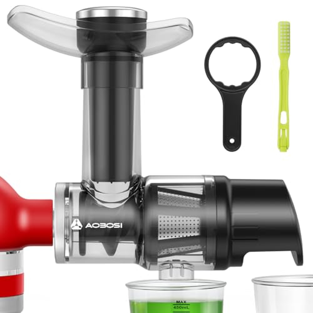 Masticating Juicer Attachment for All Model KitchenAid Stand Mixer, AAOBOSI Cold Press Juicer Attachment w/Clean Brush,as Kitchen Aid Aid Slow Juice Attachment and Accessories