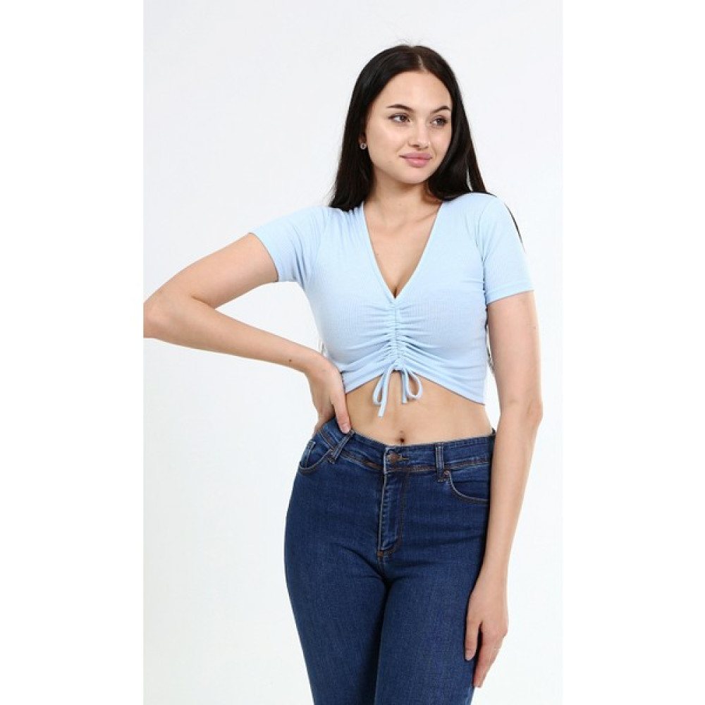 Mat Collection Kadın Bebe Mavi V Yaka Önü Büzgülü Bağlamalı Kaşkorse Bluz Bluz Fiyatı