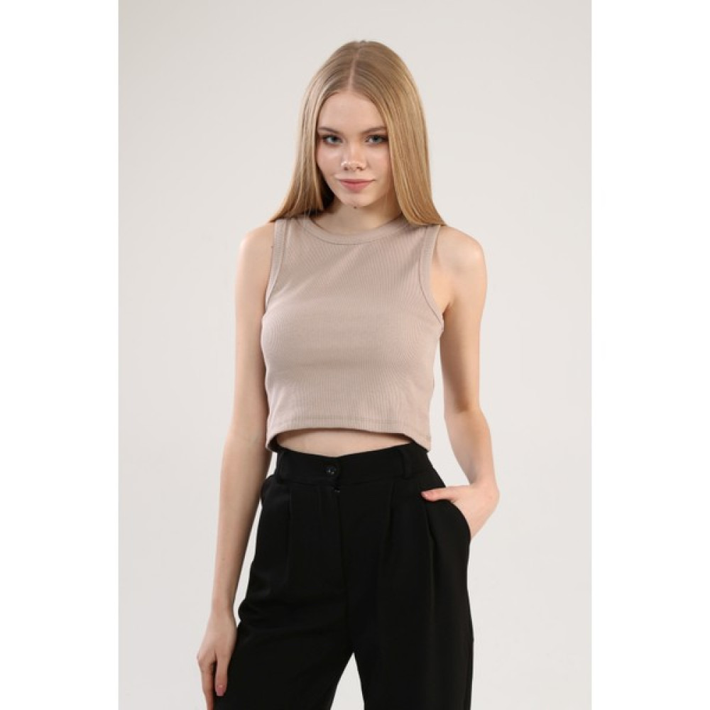 MAT Collection Kadın Bej Halter Yaka Kaşkorse Crop Bluz Bluz Fiyatı