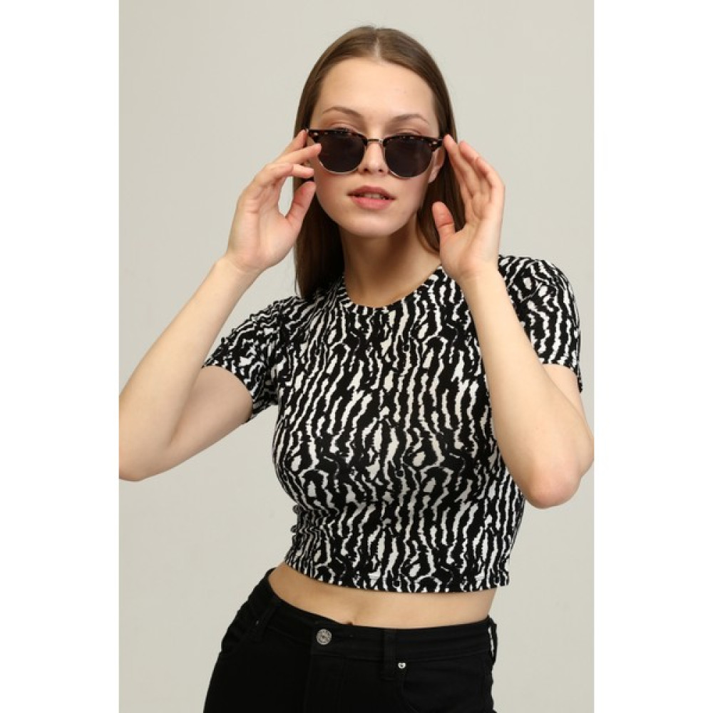 Mat Collection Kadın Çok Renkli Bisiklet Yaka Basic Crop T-Shirt Bayan T-shirt Fiyatı