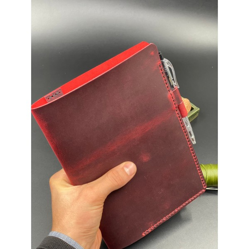 MAT DERİ A5 Not Defteri Organizer Hakiki Deri Defter Kabı El Yapımı Defter - Ateş Kırmızı Defter Fiyatı