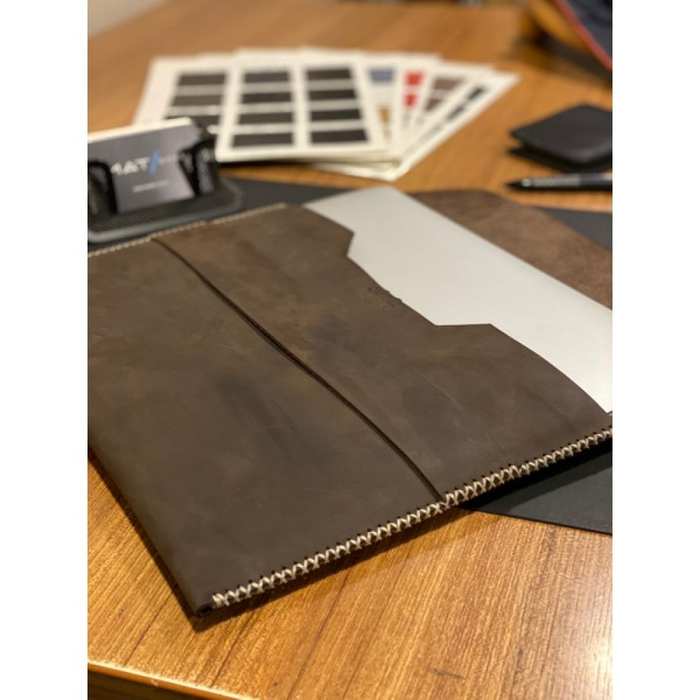 MAT DERİ Macbook Kılıf Pro ve Air 13 / 13.3 Inç Kahverengi Hakiki Deri Çanta - Koyu Kahverengi Dizüstü Bilgisayar Aksesuarları Fiyatı