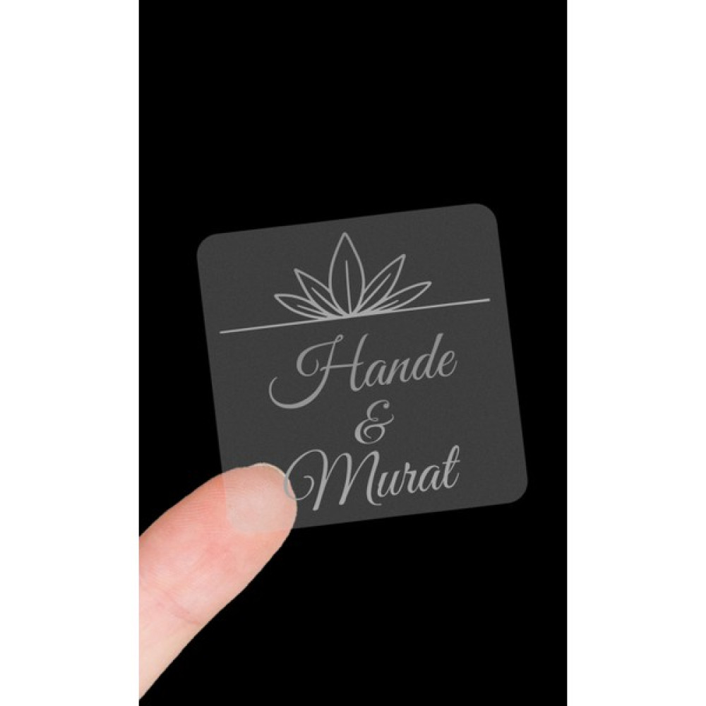 Matbaagraf Gümüş Etiket Sticker Kişiye Özel Kına Nişan Söz Nikah Düğün Etiketi Şeffaf 35 Adet - 3,5 cm Sticker Fiyatı