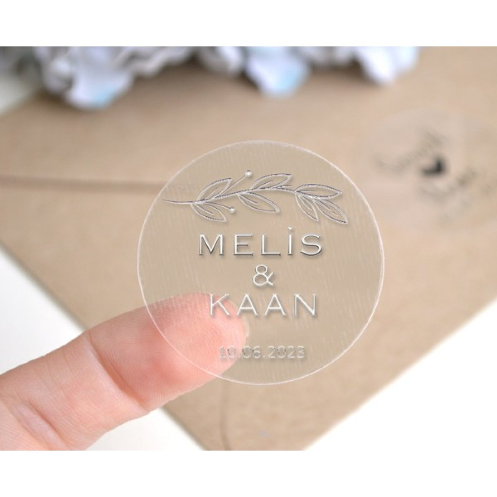 Matbaagraf Gümüş Etiket Sticker Kişiye Özel Kına Nişan Söz Nikah Düğün Etiketi Şeffaf 35 Adet - 3,5 x 3,5 cm Sticker Fiyatı