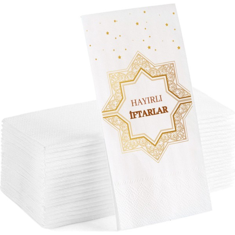 Matbaagraf Hayırlı Iftarlar Yazılı Baskılı Sunum Servis Ramazan Peçetesi 20LI - Beyaz Peçete Fiyatı