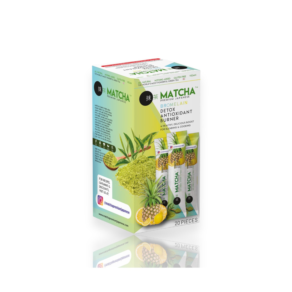 Matcha Premium Japanese MATCHA & BROMELAİN Limon Aromalı Detox Burner Form Çayı 1 Kutu Çay Fiyatı
