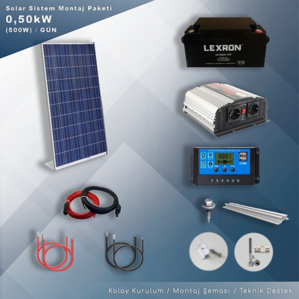 MATECH 0,50 kW Solar Paket Sistem (500W/Gün) Oto, Bahçe, Yapı Market Fiyatı