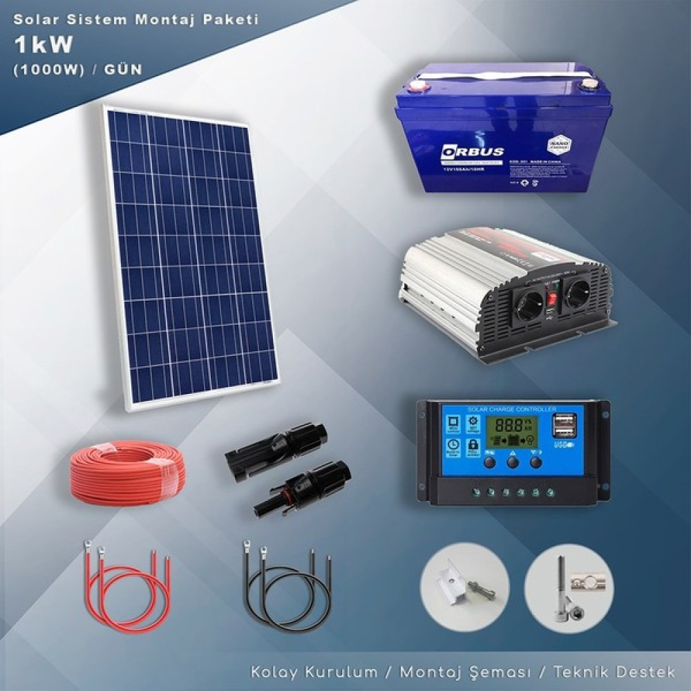 Matech 1 Kw Solar Paket Sistem (1000W/GÜN) - Siyah Oto, Bahçe, Yapı Market Fiyatı