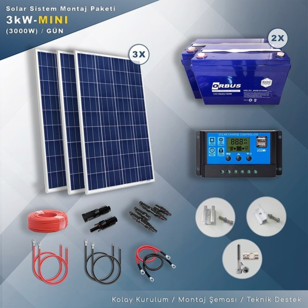 Matech 3 Kw Mını Solar Paket Sistem (3000W/GÜN) - Siyah Oto, Bahçe, Yapı Market Fiyatı