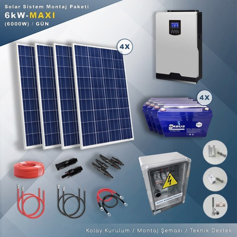 Matech 6 Kw Maxı Solar Paket Sistem (6000W/GÜN) - Siyah Oto, Bahçe, Yapı Market Fiyatı
