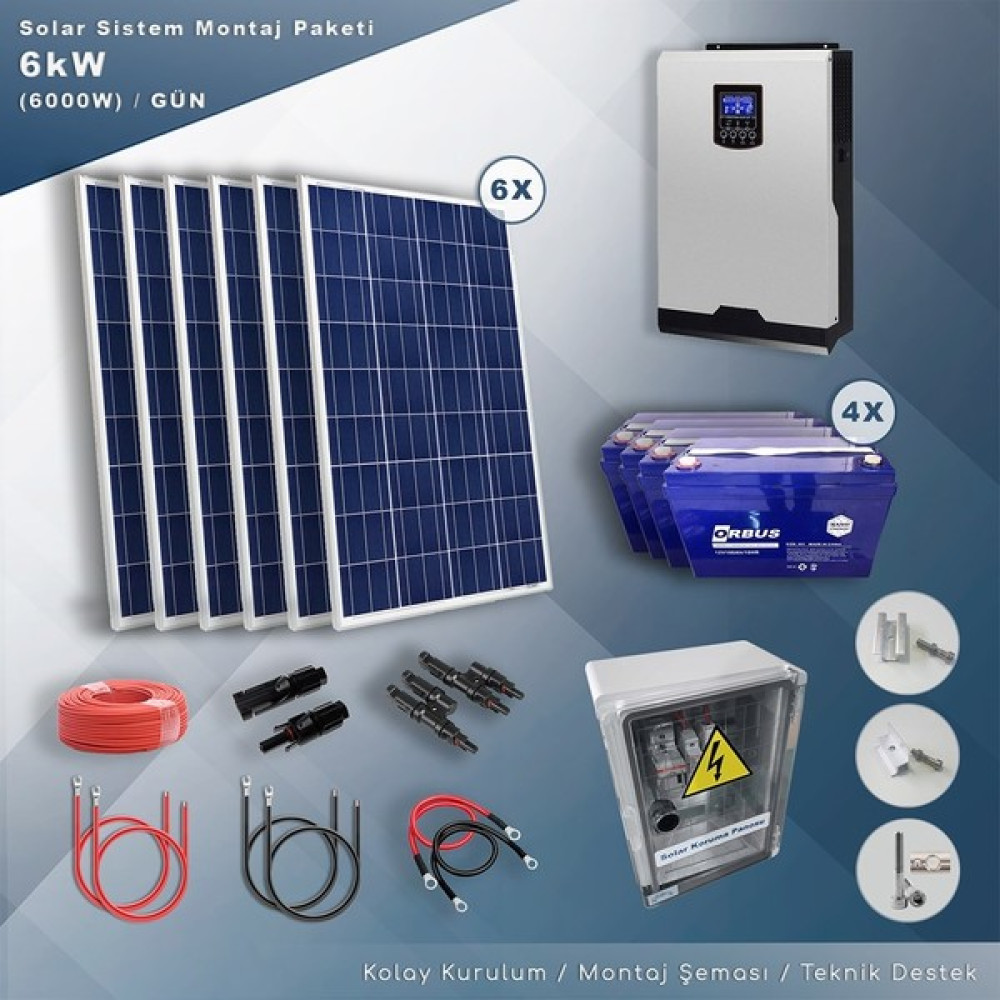 Matech 6 Kw Solar Paket Sistem (6000W/GÜN) - Siyah Oto, Bahçe, Yapı Market Fiyatı