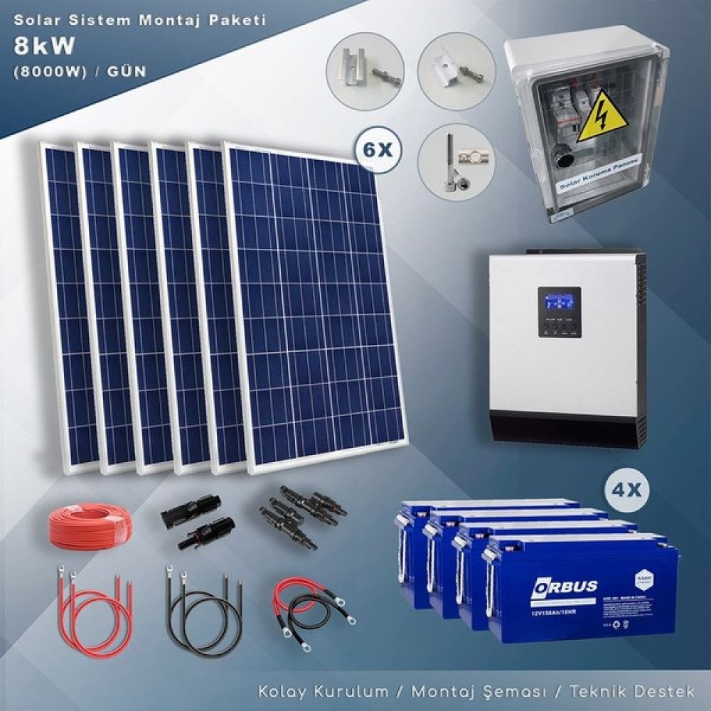 Matech 8 Kw Solar Paket Sistem (8000W/GÜN) - Siyah Oto, Bahçe, Yapı Market Fiyatı