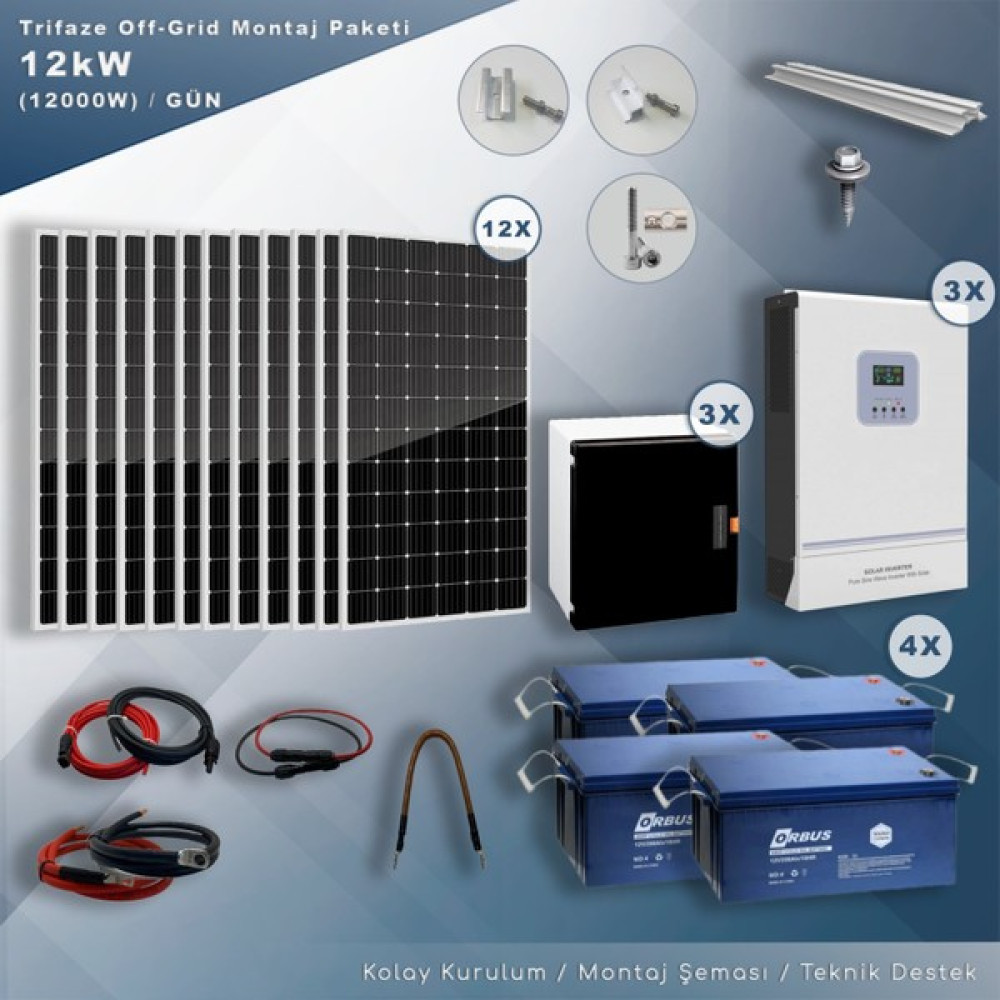 Matech Trifaze Off Grid Paket Sistem (12 Kw/ Gün ) Oto Boyaları Fiyatı