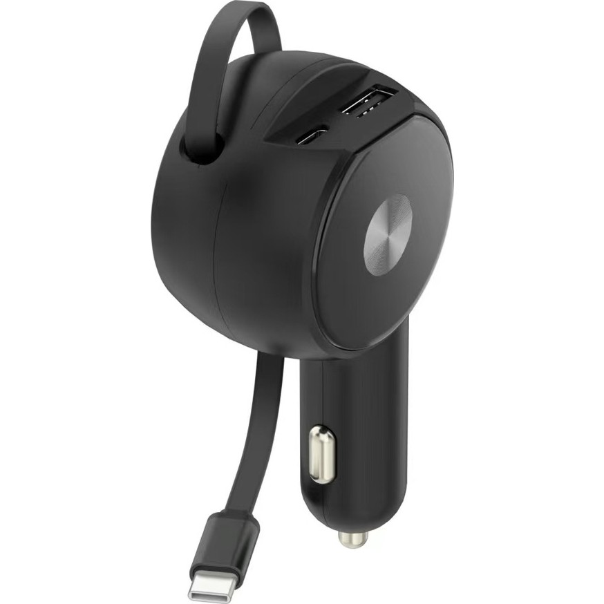 Matechno 60W Pd Hızlı Araç Şarj Adaptörü Dahili Type-C Kablo Pd 1xusb 1xtype-C Çıkışlı Araç Şarj Aleti - Siyah Bilgisayar Çevirici ve Adaptörü Fiyatı