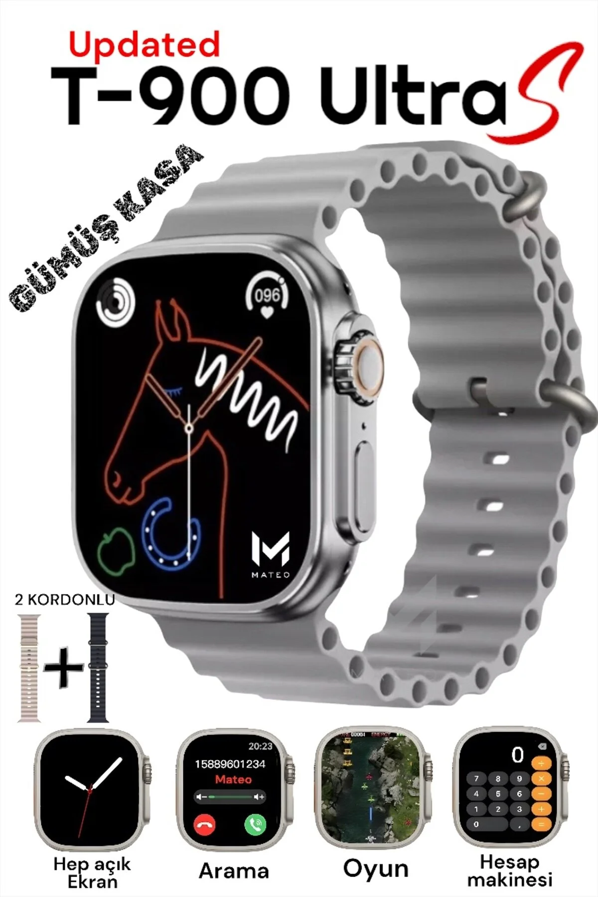 MATEO Akıllı Saat Watch 8 Ultra T900 2s Ios/android Uymlu 2.4inch Arama Özeliği Sağlık Sensörlü Smartwatch" Akıllı Saat Fiyatı