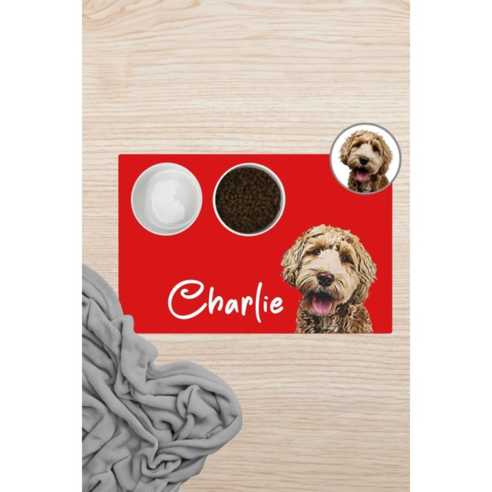 Matgo Pati Hayvana Isme Özel Fotoğraflı Beslenme Matı Kaymaz Sıvı Geçirmez Kedi Köpek Mama Paspası 50x70cm - Kırmızı Evcil Hayvan Ürünleri Fiyatı