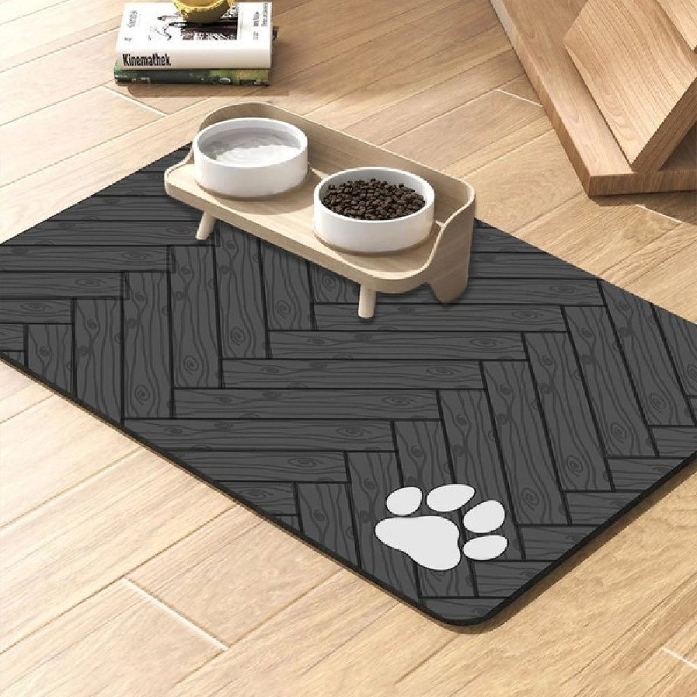 MatGo Pati Parke Desenli gri Renk Beslenme Matı Kaymaz Sıvı Geçirmez Kedi Köpek Mama Paspası 50X70cm Evcil Hayvan Ürünleri Fiyatı
