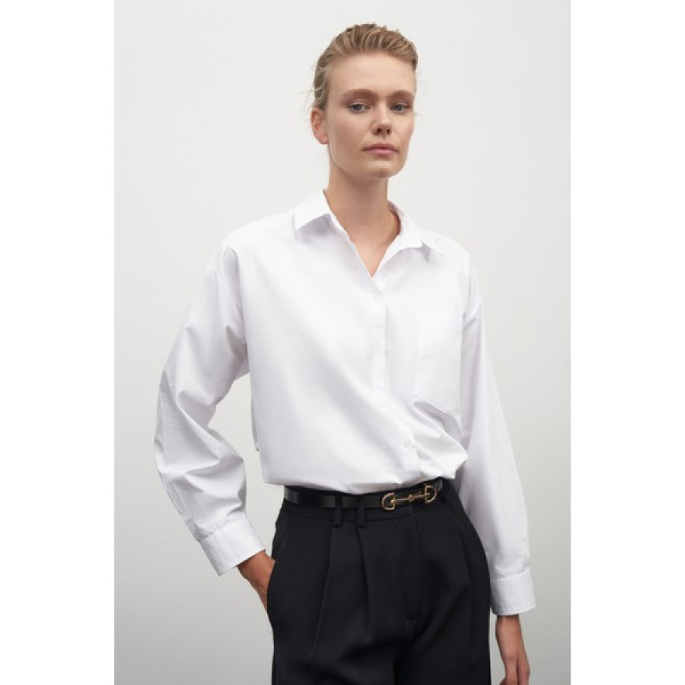 Mathilda By Çiğdem Bilici Beyaz Oversize Poplin Gömlek Kadın Gömlek Fiyatı