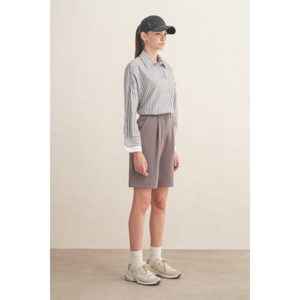 Mathilda By Çiğdem Bilici Gri Çizgili Oversize Gömlek Kadın Gömlek Fiyatı