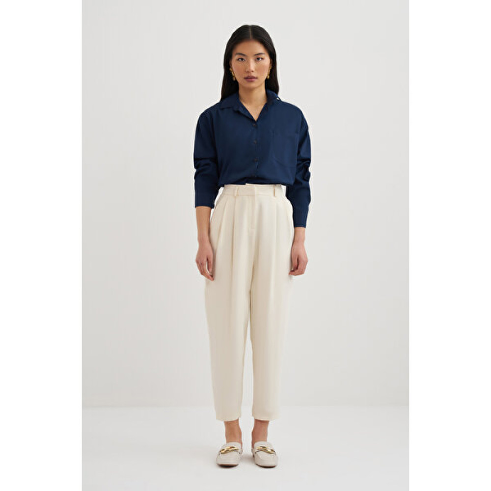 Mathilda By Çiğdem Bilici Lacivert Oversize Poplin Gömlek Kadın Gömlek Fiyatı