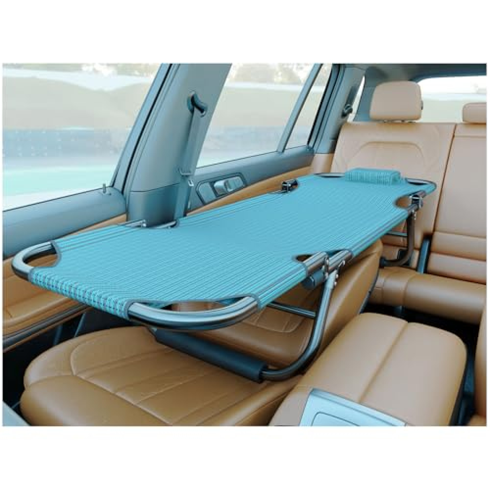 MATISUN Universal Non Inflatable Car Bed, Universal Car Travel Bed for Rear Seat, Folding Camping Cot for Co-Pilot, Office, and Outdoor Camping Use (Blue)