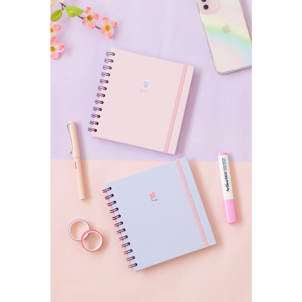 Matt Notebook 15x15 Cm Kare 2li Set Spiralli Kareli Tarihsiz Not Defteri Bubble Tea Çiçek Defter Fiyatı