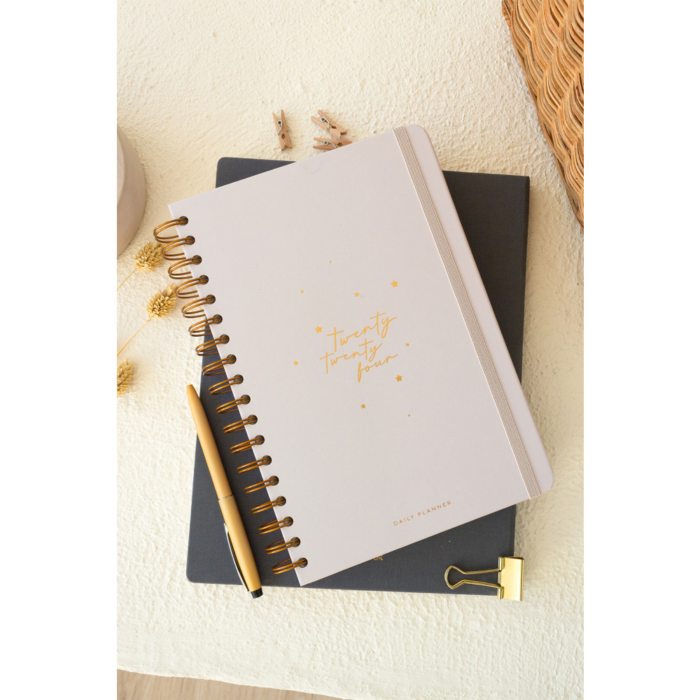 Matt Notebook 2024 Yılı Günlük Spiralli Ajanda - 12 Aylık Bej Ajanda Fiyatı