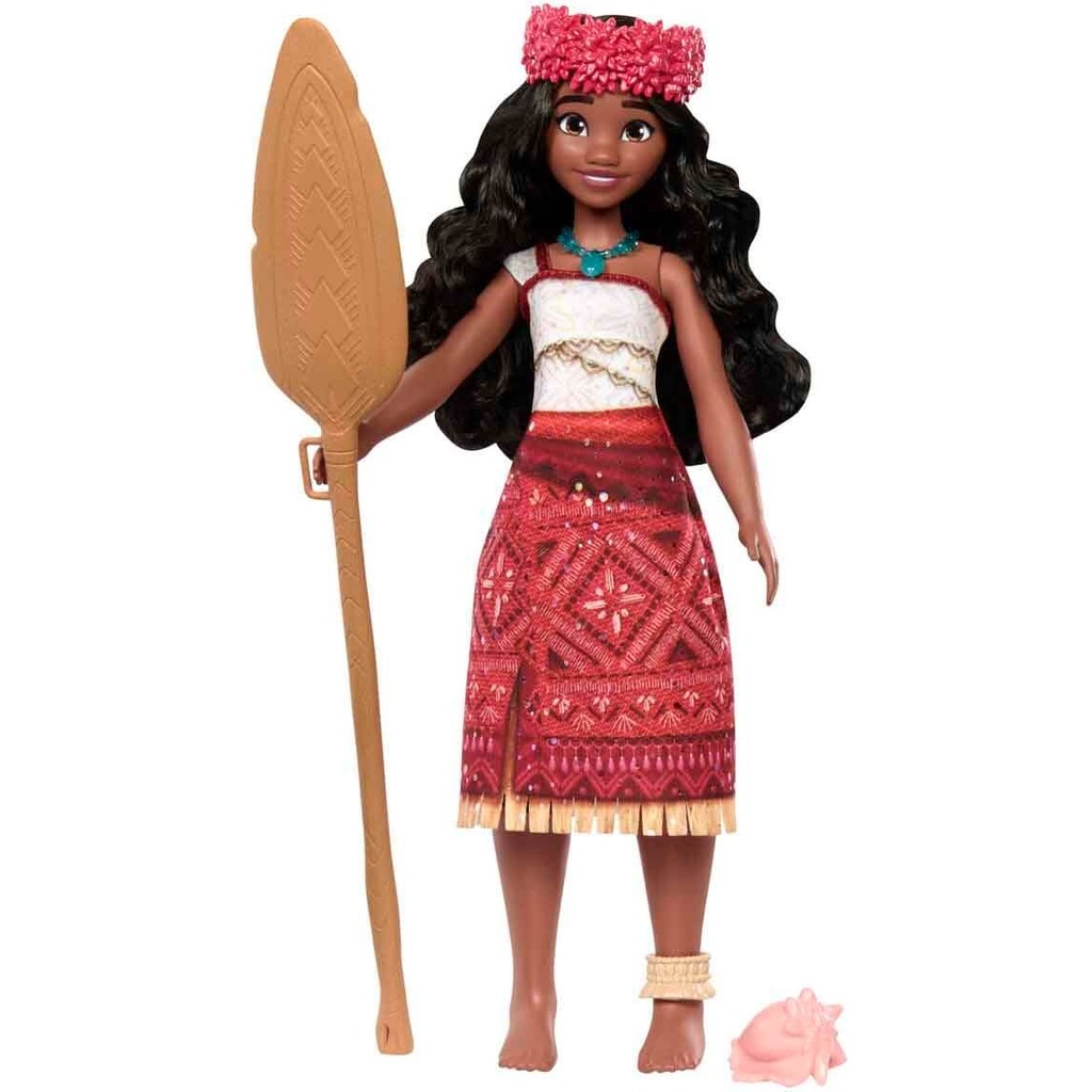 Mattel Disney Moana 2 Şarkı Söyleyen Model Bebek Moana JBT37 Kırmızı Çiçekli Kıyafet ve Kürekle Aksiyon Figürleri Fiyatı