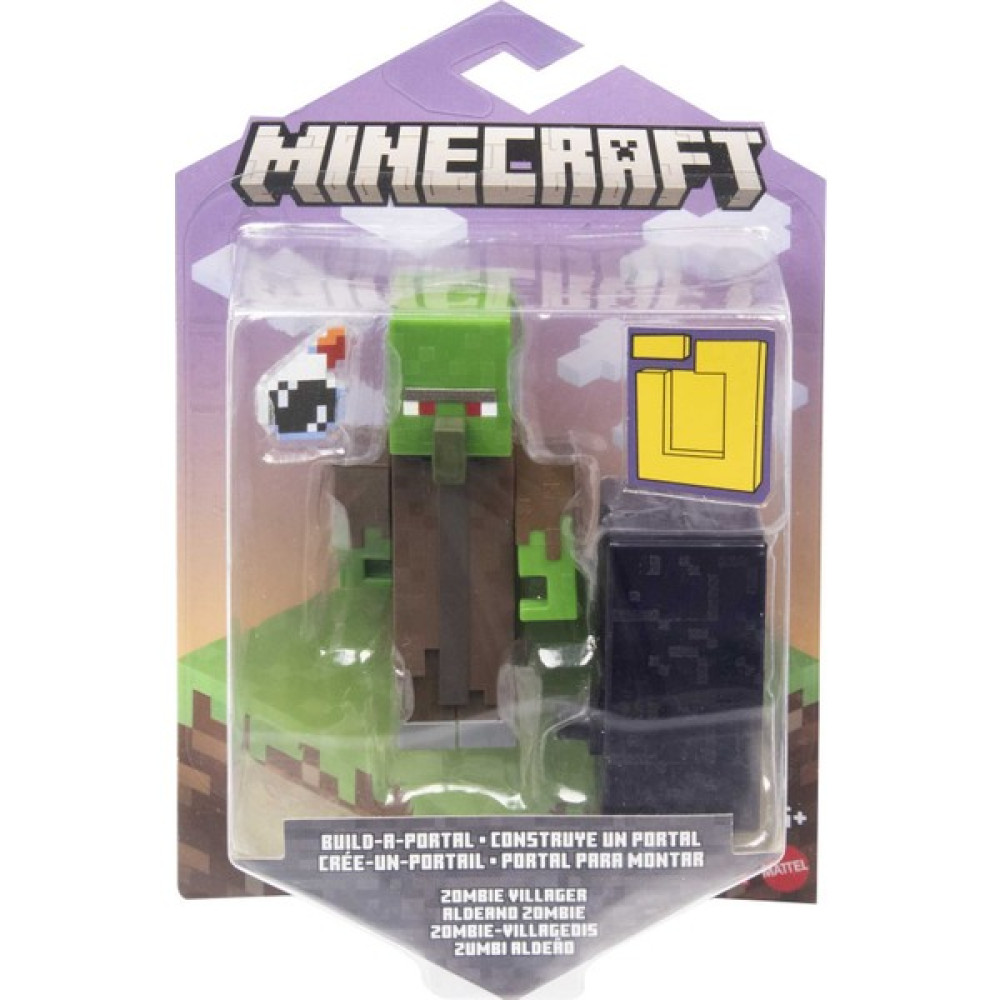 Mattel Minecraft Zombie Villager Köylü Oyuncakları Figür Paketi Build A Portal Serisi - Siyah Oyuncak Fiyatı