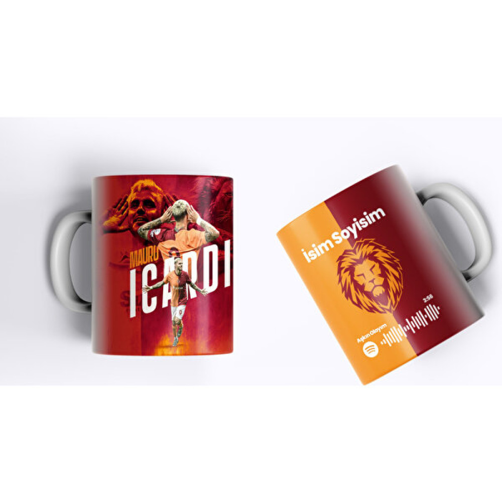 Mauro Icardi Sarı Kırmızı Kişiye Özel Aslan Tasarımlı Hediye Kupa Aşkın Olayım Spotify Kodlu Bardak - Sarı - Kırmızı Fincan / Bardak / Kahve Takımı Fiyatı