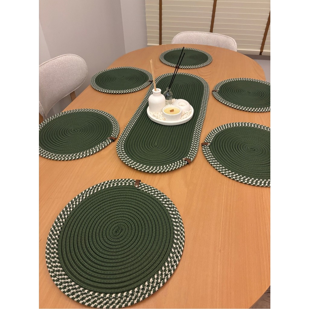 MaVaux Herakles 6 Adet Supla+Runner Set 33 cm -Amerikan Servis Hasır - 30 x 80 cm - Çok Renkli Amerikan Servis Fiyatı