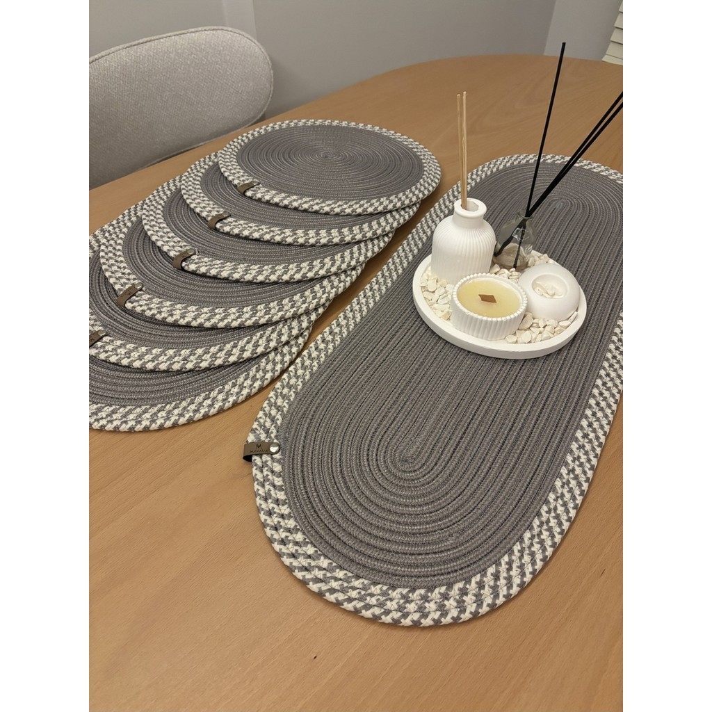 MaVaux Herakles 6 Adet Supla+Runner Set 33 cm -Amerikan Servis Hasır - 30 x 80 cm - Gri Amerikan Servis Fiyatı