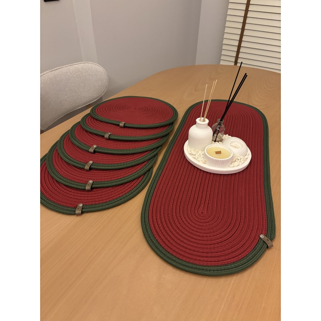 MaVaux Herakles 6 Adet Supla+Runner Set 33 cm -Amerikan Servis Hasır - 30 x 80 cm - Kırmızı Amerikan Servis Fiyatı