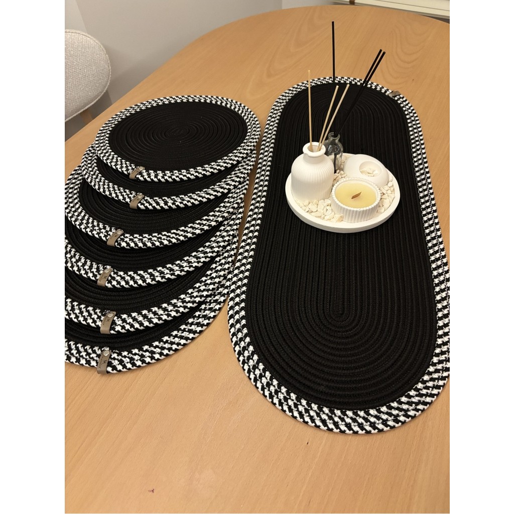 MaVaux Herakles 6 Adet Supla+Runner Set 33 cm -Amerikan Servis Hasır - 30 x 80 cm - Siyah Amerikan Servis Fiyatı